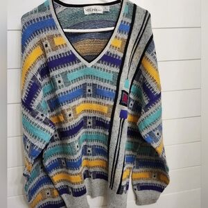 Vintage MINT St Croix Knit V NECK Sweater Mens XLarge Multicolor Coogi Style
